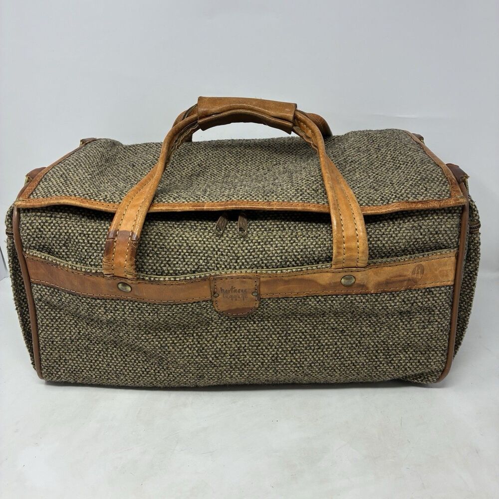 Vintage Hartmann Tweed Leather Duffle Bag Carry On Travel Overnight